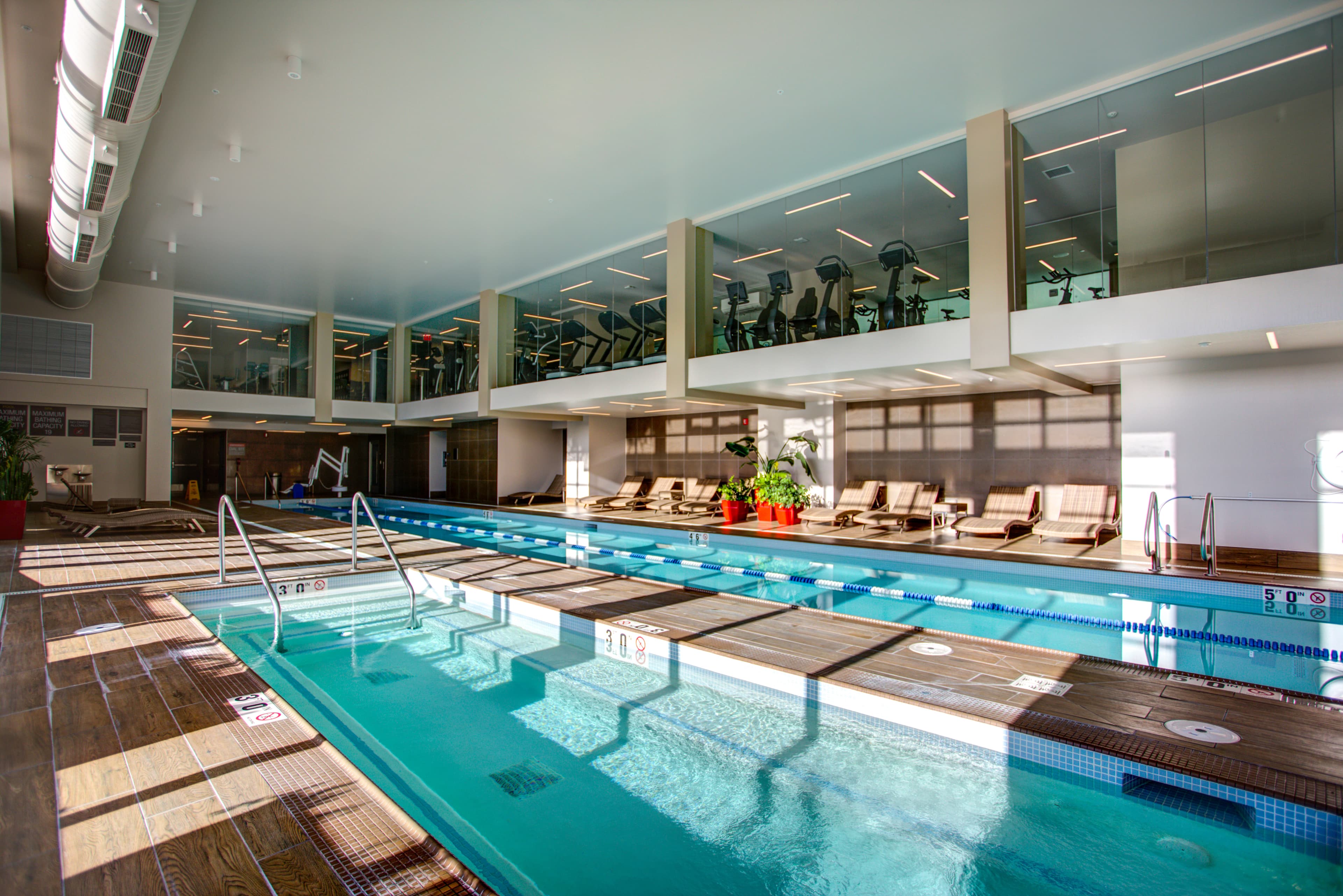 Fitness center indoor pool