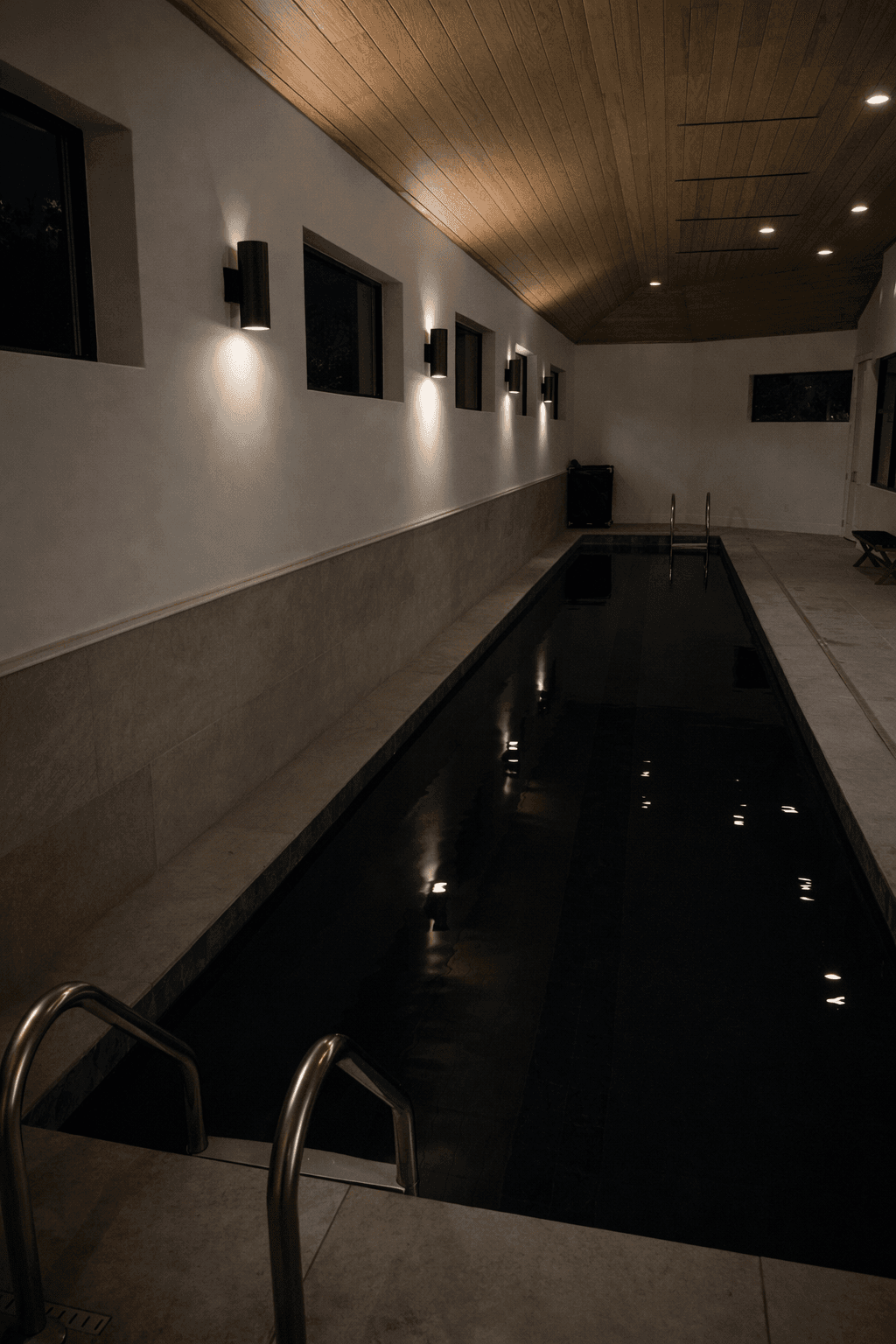 Indoor pool before LED lighting install at a Greater Nashville residence