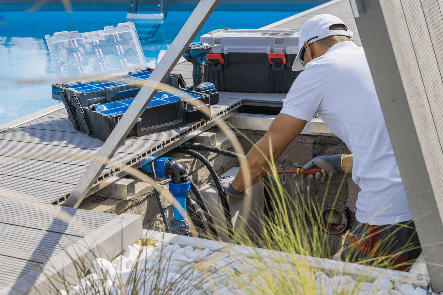 Pool plumbing and heating equipment